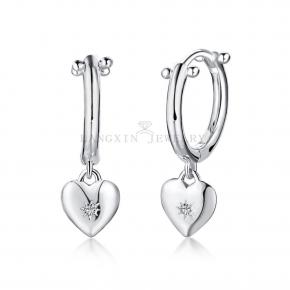 CZ Zircon Stone Gold Plated Heart Hoop Earrings