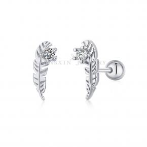 925 Sterling Silver Feather Stud Earrings