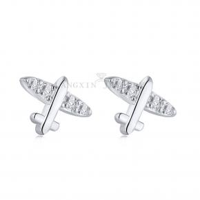 S925 Diamond Airplane Stud Earrings