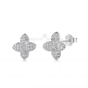 Diamond Gold Plated S925 Flower Stud Earrings