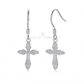 Sterling Silver Zircon Cross Stud Earrings