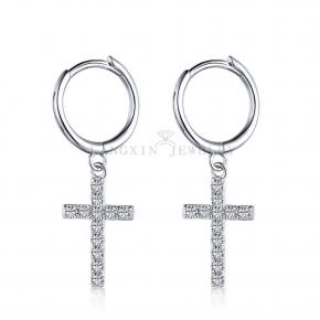 Zircon S925 Sterling Silver Diamond Cross Earrings - 副本