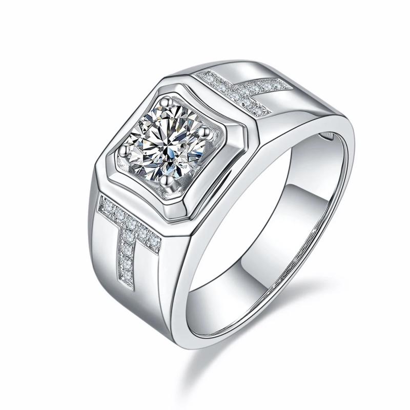 Classic 925 Sterling Silver CZ Mens Ring