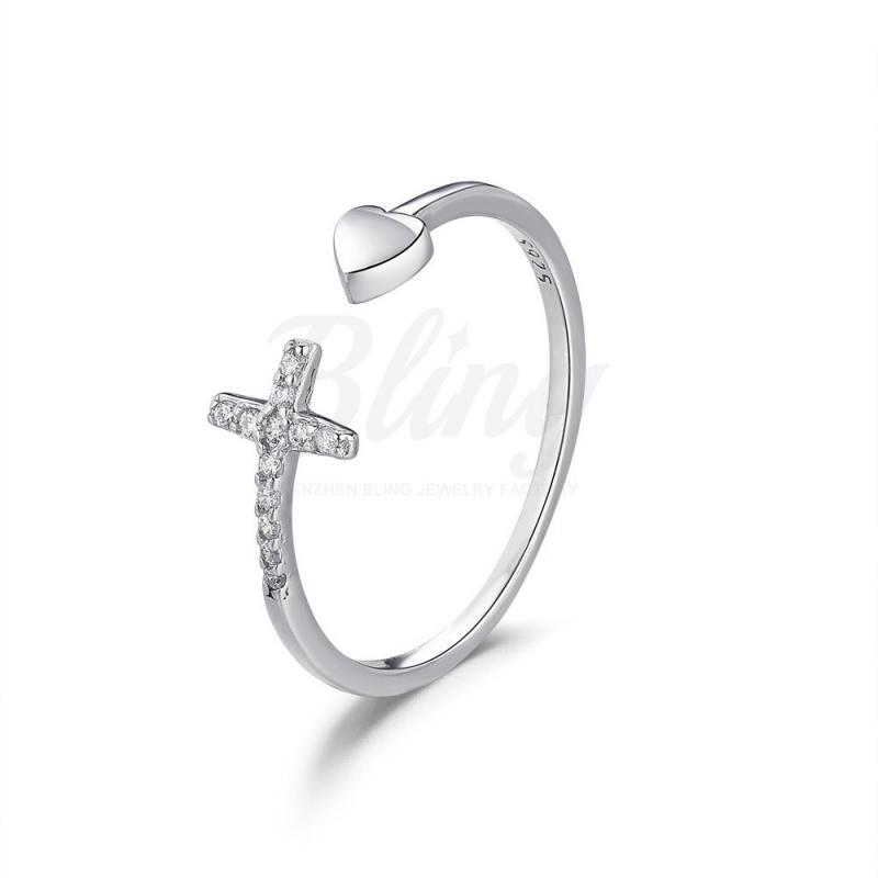 BLING oem jewelry adjustable cross ring