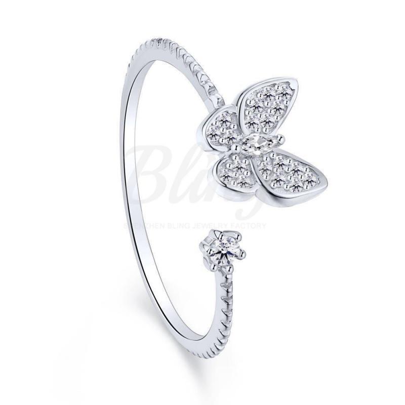 BLING oem jewelry adjustable butterfly ring