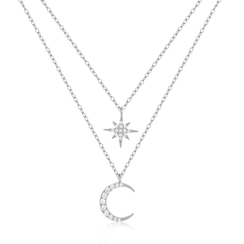 BLING oem jewelry Star and Moon Dainty Necklace