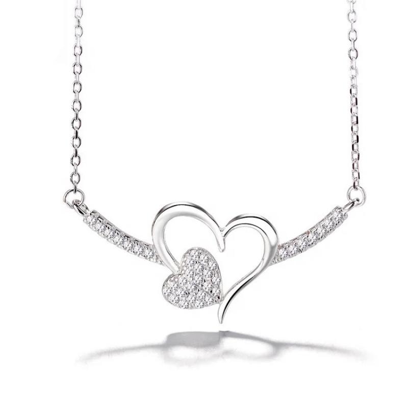 BLING oem jewelry love cubic zirconia S925 silver necklace