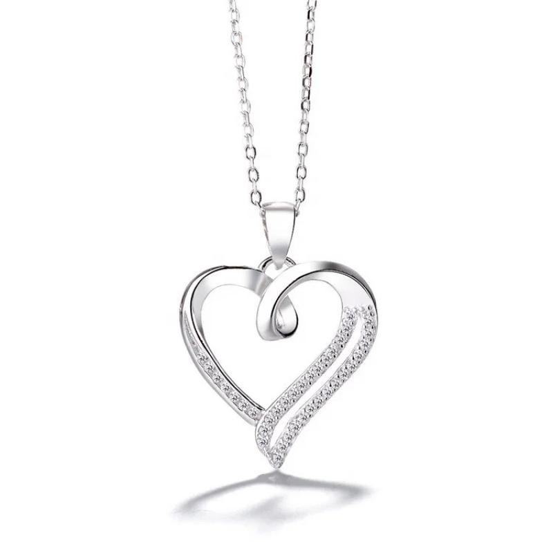 BLING oem jewelry cubic zirconia heart necklace