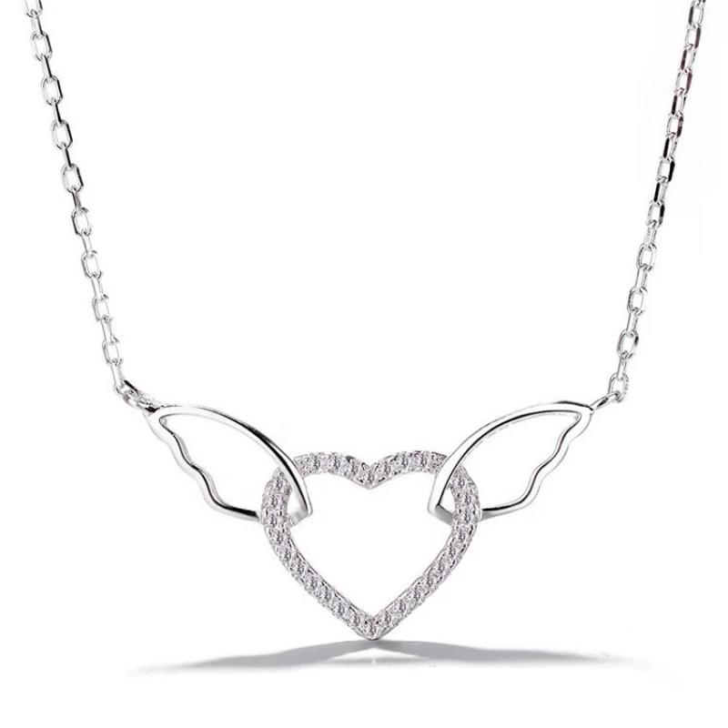 BLING oem jewelry heart shape s925 stering silver necklace