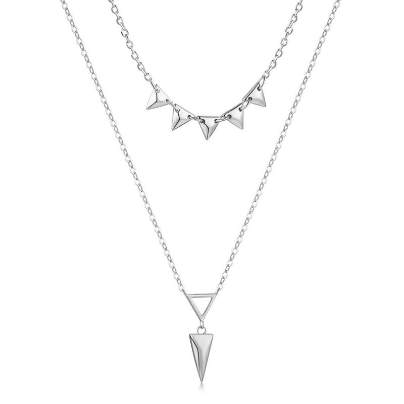 BLING oem jewelry double chain triangle necklace