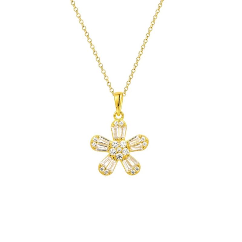 BLING oem jewelry S925 silver 18k gold plated daisy flower pendant necklace