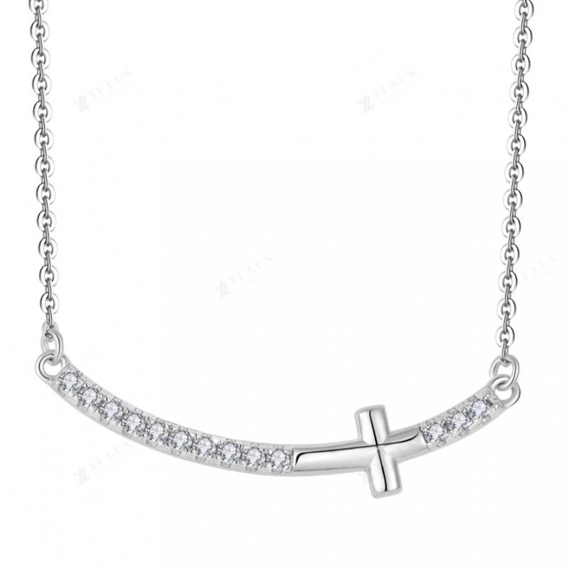 BLING oem jewelry mini jesus zircon cross S925 sterling silver necklace 