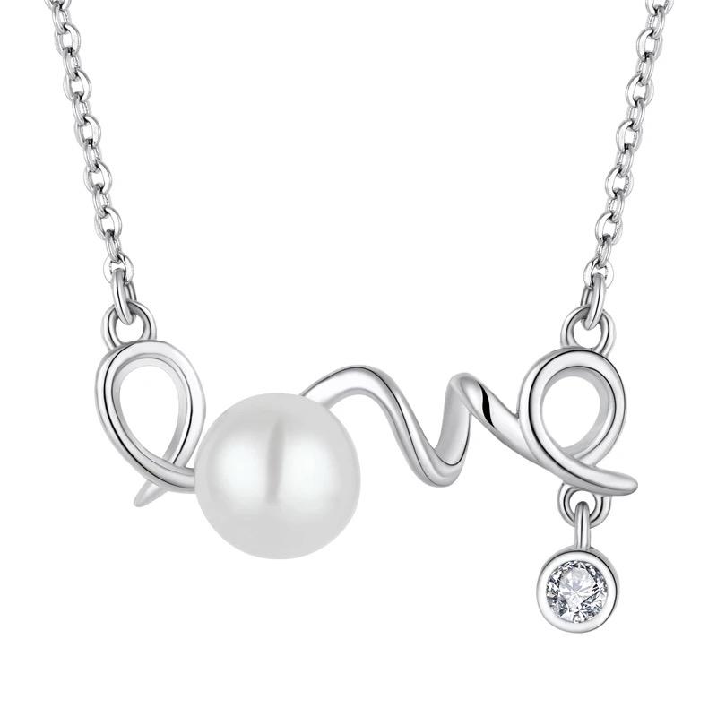 BLING oem jewelry 925 sterling silver natural pearl necklace