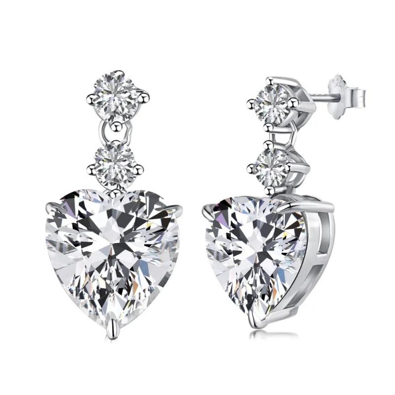 BLING oem jewelry heart 925 silver CZ earrings