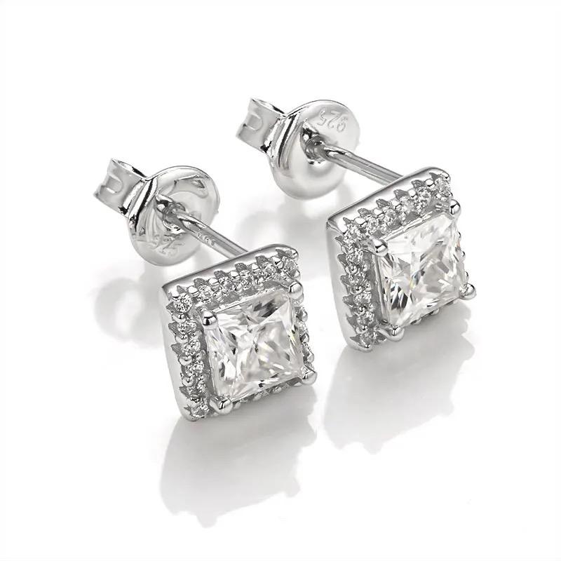 BLING oem jewelry s925 sterling silver square CZ eaarings