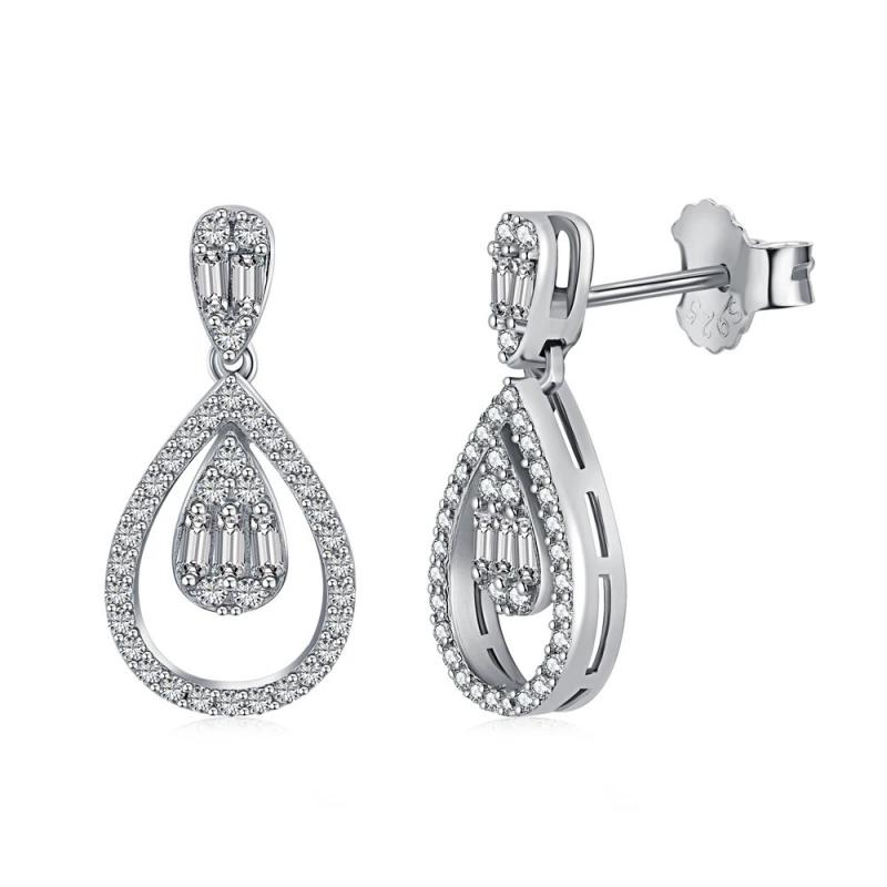 BLING oem jewelry 925 sterling silver zircon water drop stud earrings