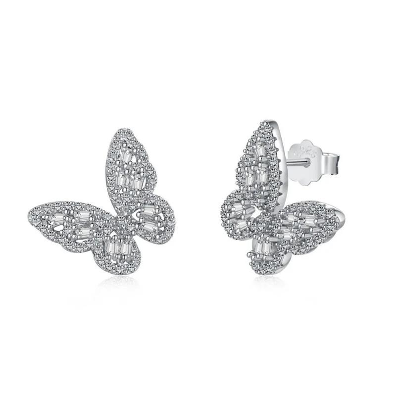 BLING oem jewelry butterfly stud earrings with zircon