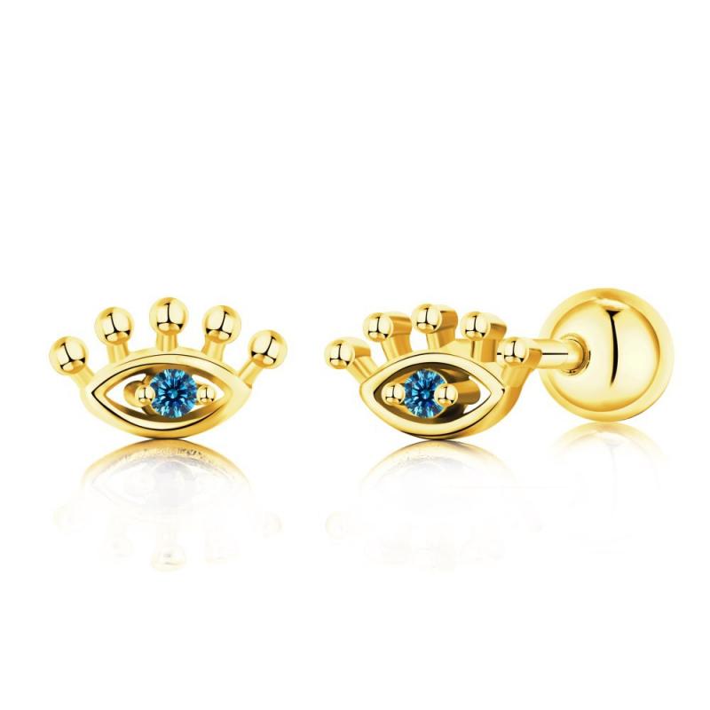 BLING oem jewelry 925 sterling silver gold plated evil eye stud earrings