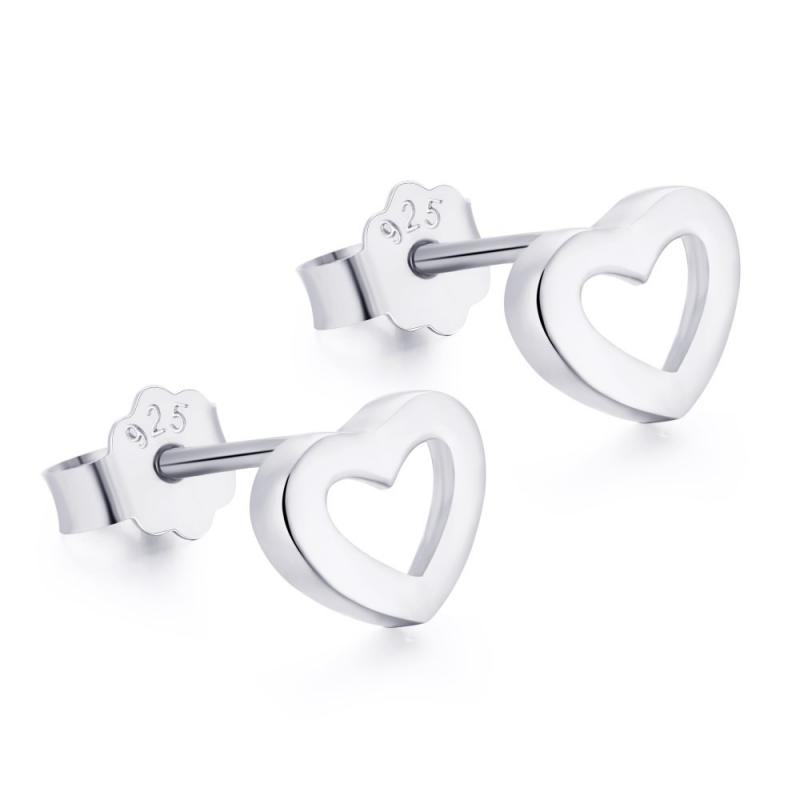 BLING oem jewelry 925 hollow heart stud earrings