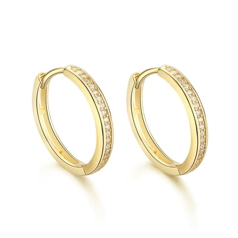 BLING oem jewelry 14k gold plated 925 sterling silver luxury zircon hoop earrings